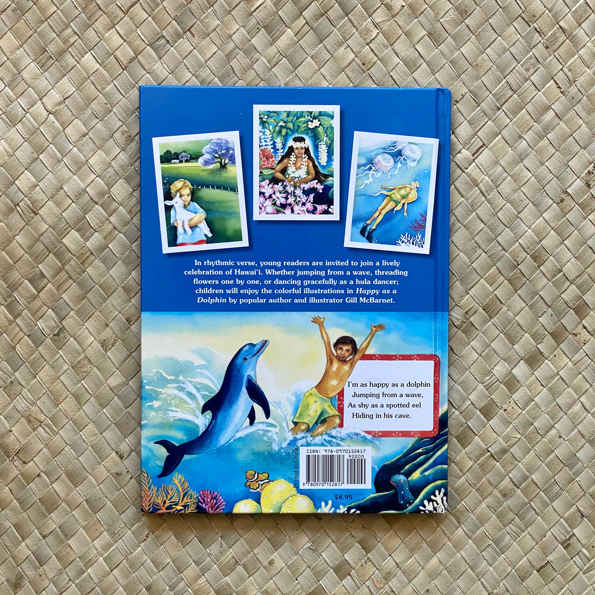 Interior illustration from Happy as a Dolphin showing island and ocean scenery