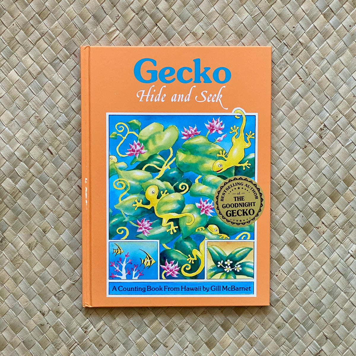Gecko Hide and Seek book cover — Hawaii children's counting book with tropical gecko illustrations