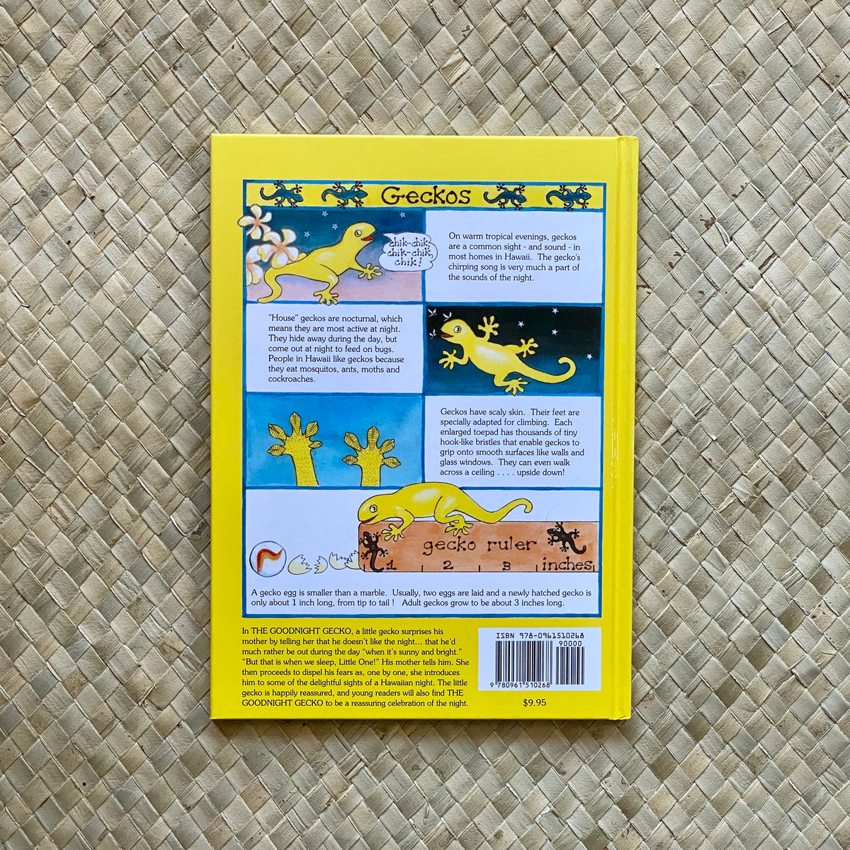 The Goodnight Gecko back cover — Hawaii children's picture book